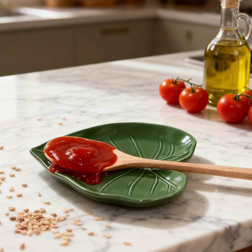 Kitchen Gadgets For Gifts - Kitchen Gadget Ceramic Leaf Spoon Holder