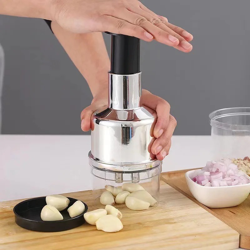 Kitchen Gadgets Vegetable Chopper - New Stainless Steel Garlic Press and