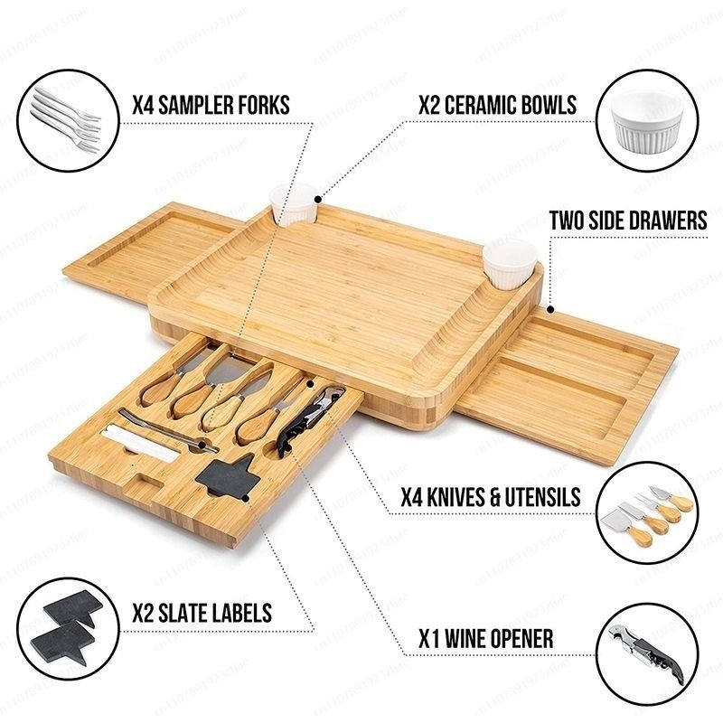3-Drawer Bamboo Cheese & Cutti - Bamboo Cutting Board recension och pris