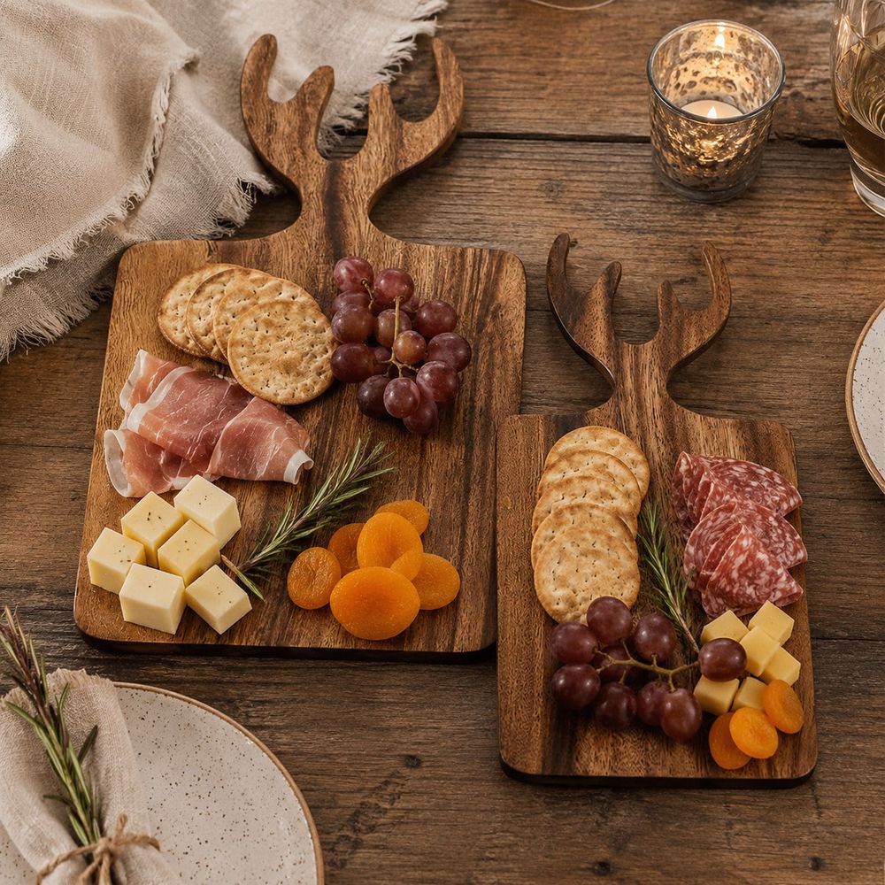 1pc Teak Deer Antler Shaped Ch - Bamboo Cutting Board recension och pris