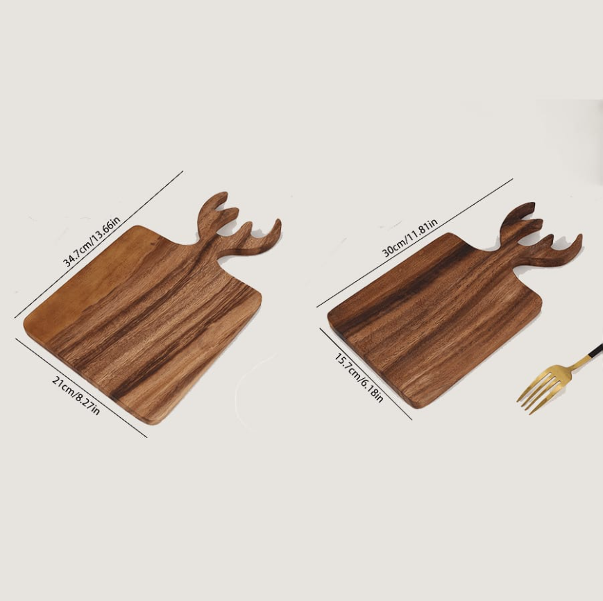 1pc Teak Deer Antler Shaped Ch - Bamboo Cutting Board recension och pris